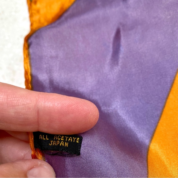 Made in Japan boho orange purple scarf/wrap w southwestern country vibe - Picture 6 of 6